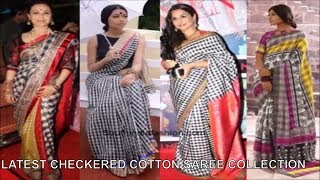 LATEST CHECKERED COTTON SAREE COLLECTION 2018-2019 screenshot 3