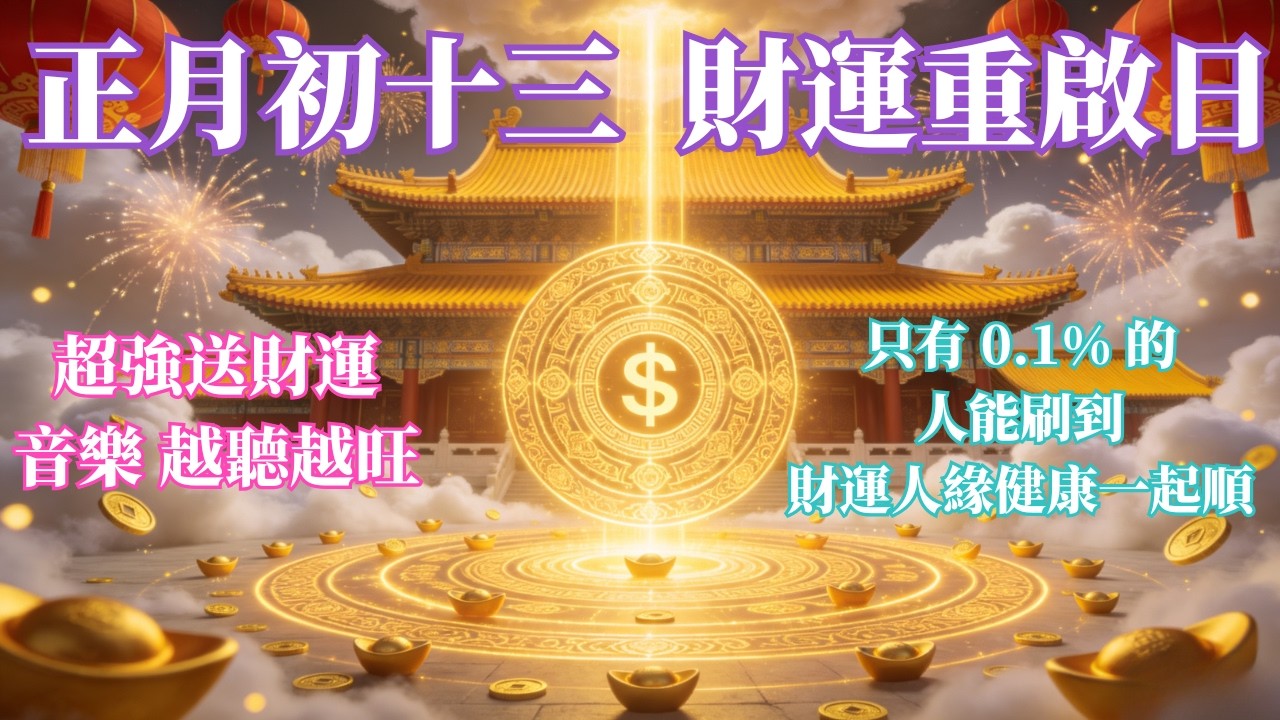 🔥必聽！正月初十三財運重啟日💰  10分鐘見效的超強送財運音樂✨宇宙逼你暴富｜清除阻礙財運的低頻能量｜迅速提升財富磁場｜吸引力法則✨越聽越旺💰好運正在追你