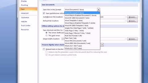 Setting Microsoft Office (Word) 2007 to save in the older format