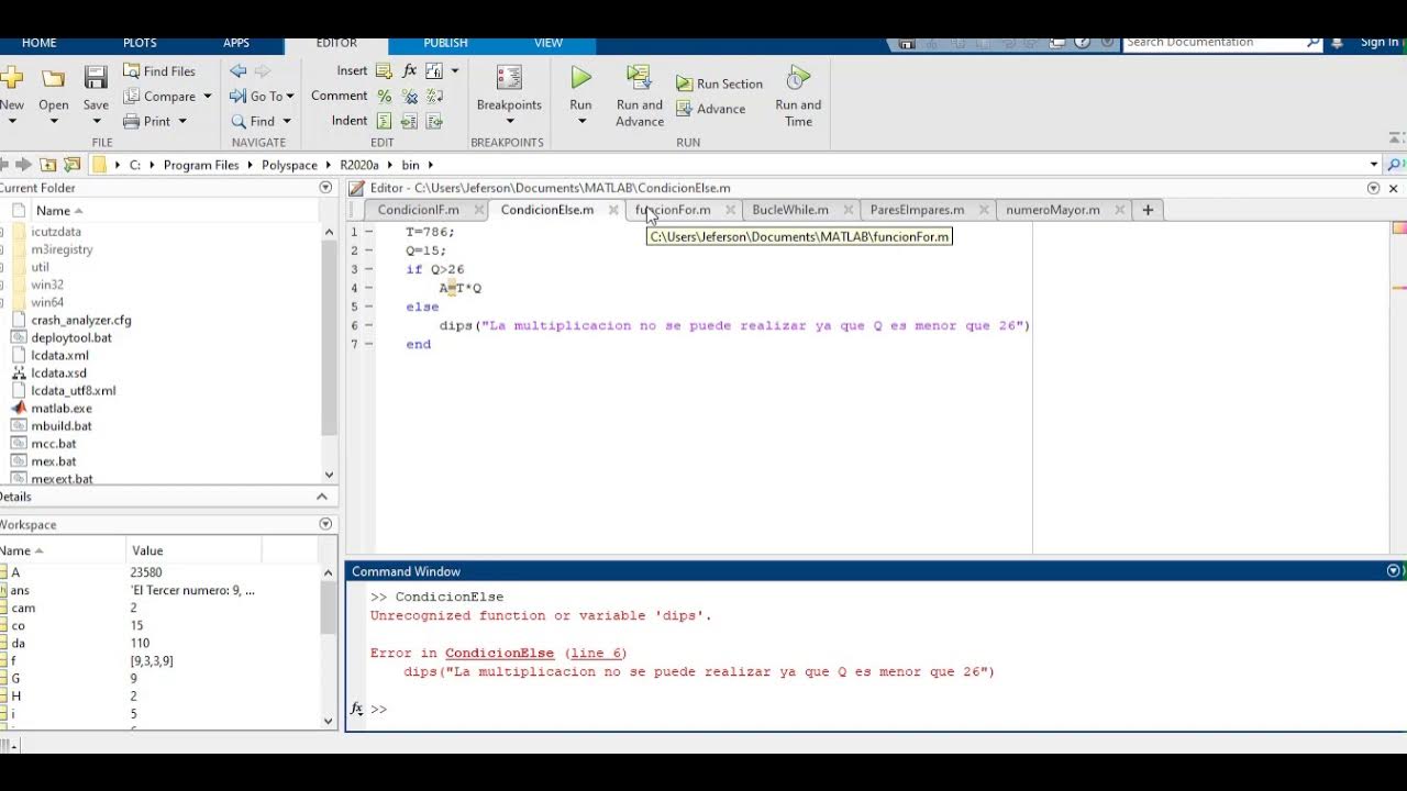 Matlab IF, Else, end, For, While, numeros pares e impares, numero mayo ...