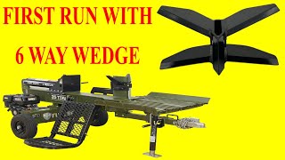 full boar log splitter first run with 6 way wedge