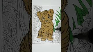 Full 🖌️ Cute Tiger Cub Coloring 🌿 | Relaxing Art Shorts #art #coloring News