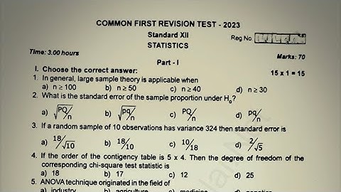 12th std statistics first revision exam question paper 2023