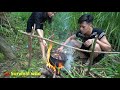 Solo Bushcraft & Camping Shelter Tent - Survival Skills Relax Pink Daily Life Cooking Crab & Eating