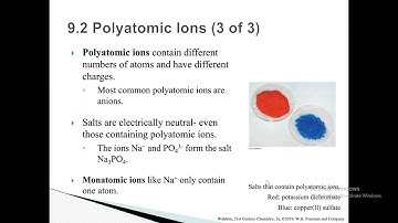 Chapter 9: Salts and Aqueous Solution