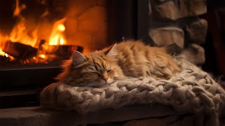 Deep Sleep with Purring Cat and Crackling Fireplace (12 HOURS)