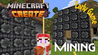 Minecraft Create Mod (1.20.1): Early Game Mining with Drills. How to automatically mine. Tutorial.