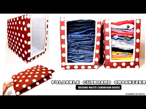Best Way To Reuse Waste Cardboard Boxes Part - 4 || DIY Foldable Cupboard Organizer