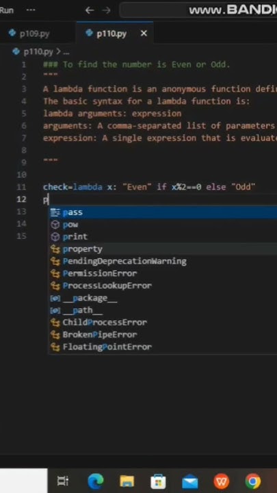 To find the number is Even or Odd using lambda function in python - YouTube
