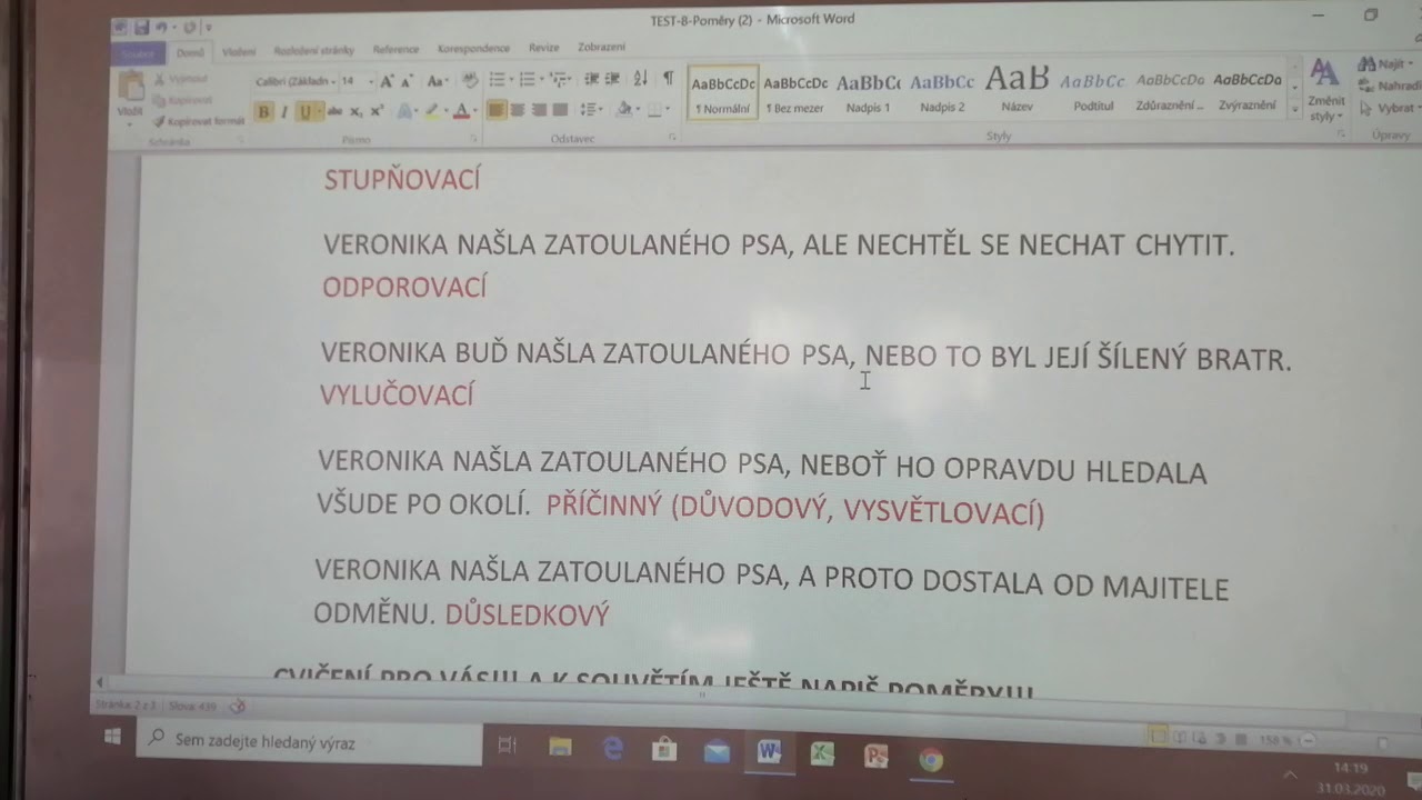 Poměry mezi větami hlavními 8.třída a 9.třída