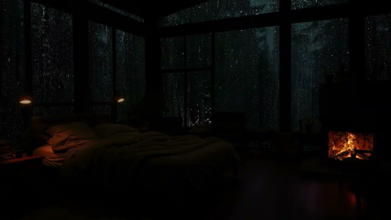 [Try Listening for 3M] FALL SLEEP FAST🌧️😴Relaxing Rain & Thunder Sounds with Warm Fire🔥Healing Night