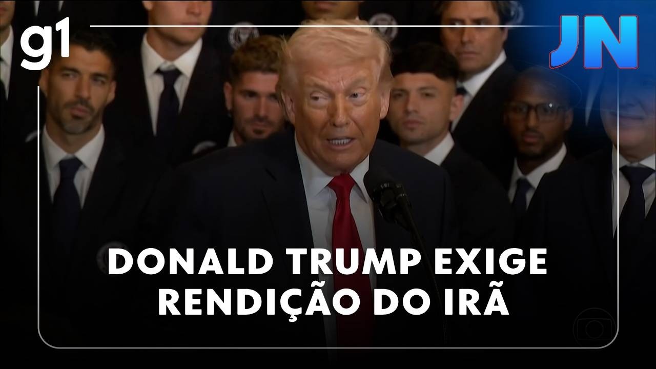 Jornal Nacional: Donald Trump afirma que único acordo possível com o Irã é a rendição total