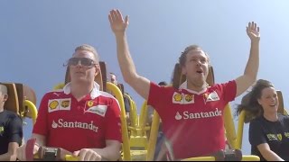 Sebastian vettel and kimi raikkonen ride the world’s tallest loop
rollercoaster - flying aces at ferrari world abu dhabi, ahead of dhabi
gp.