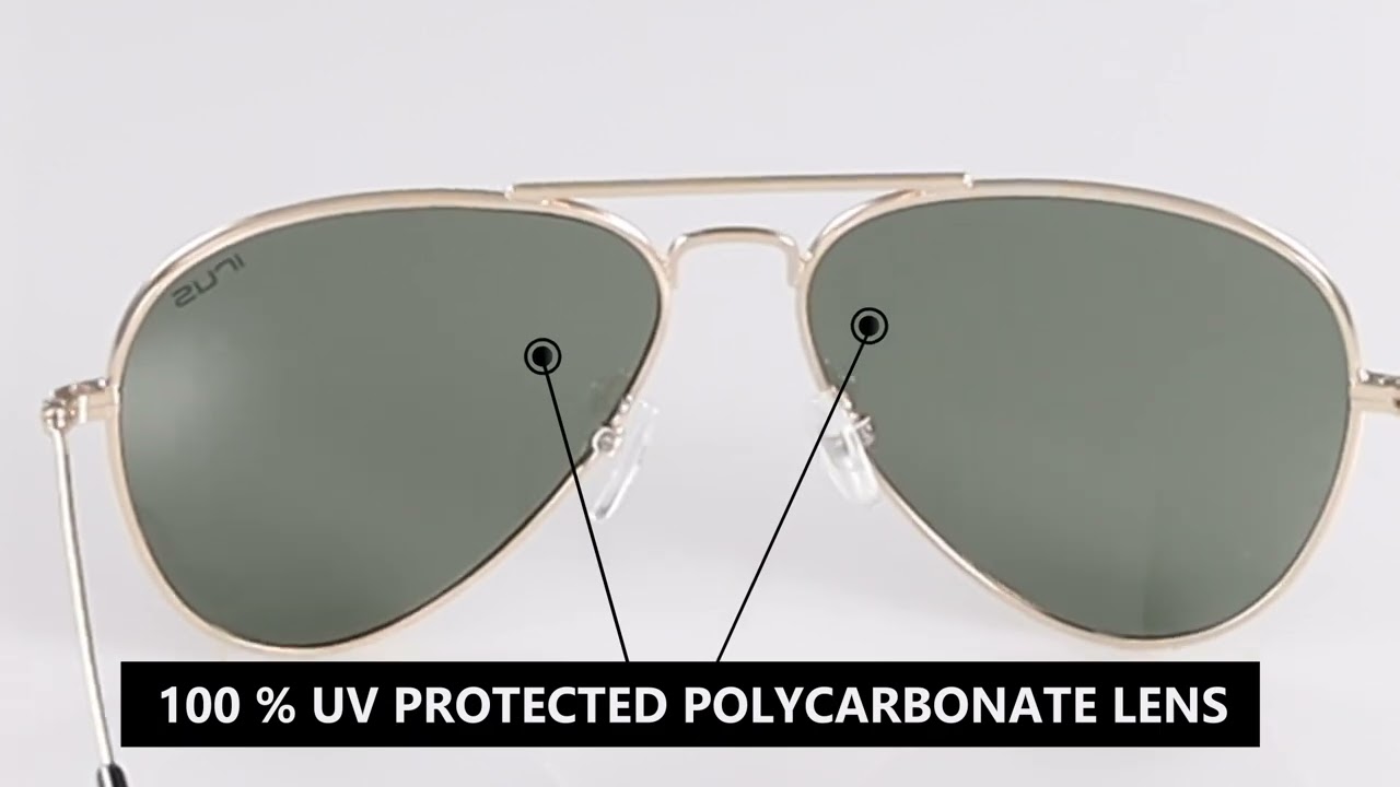 IRUS | Gold And Green Pilot Shaped Sunglasses