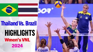 Thailand Vs. Brazil Highlights (2-6-2024) Women's VNL 2024 | Volleyball nations league 2024
