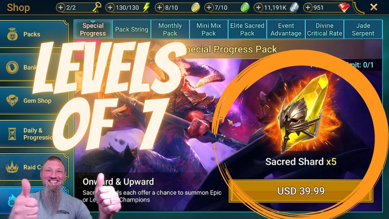 RAID Shadow Legends and the Levels of 7 for Amazing Sacred Shard Deal