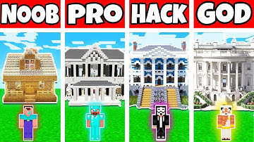 Minecraft: PRESIDENT MANSION BUILD CHALLENGE - NOOB vs PRO vs HACKER vs GOD in Minecraft