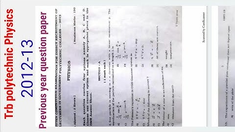 TRB POLYTECHNIC Physics /Previous year question paper 2012