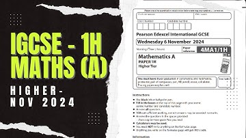 IGCSE Edexcel Maths A | Higher Paper 1 4ma1/1h | Oct Nov 2024 |Walkthrough