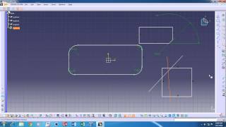 CATIA V5  Basic Sketching, fillet (corner), chamfer ,trim and mirror tutorial (with audio)
