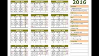 2016 calendar