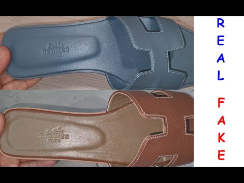 Hermes sandals real vs fake. How to spot fake Hermes Oran slides - YouTube