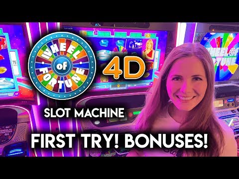 Trying the NEW Wheel of Fortune 4D Slot Machine! BONUSES!!