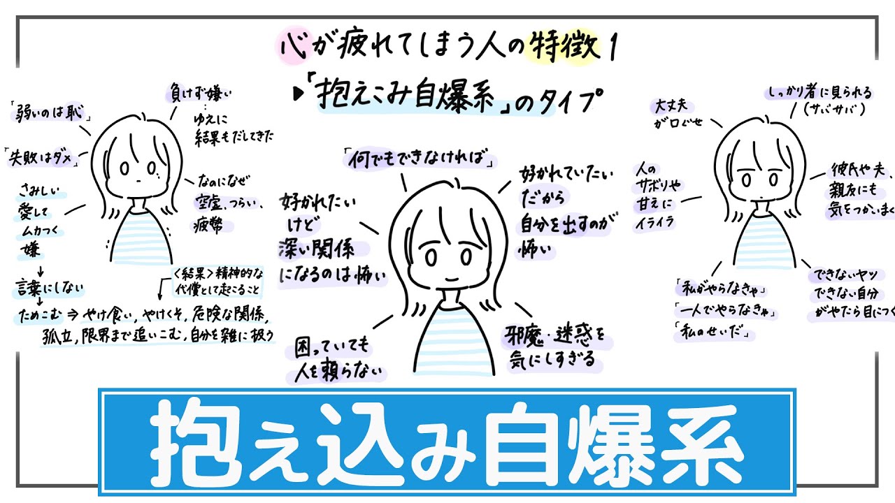 【抱え込みすぎ】「私がやらなきゃ」「何でもできなきゃ」、気を使いまくり、自分が人や状況を操作したい→限界を超えて心が崩れる