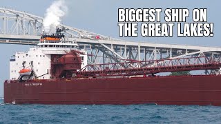 The Queen Speaks! BIGGEST Lake Freighter Up Close with a Horn Salute
