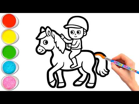 👦🐴 How to Draw a Boy Riding a Horse for Kids 🎨 Learn Animals #305