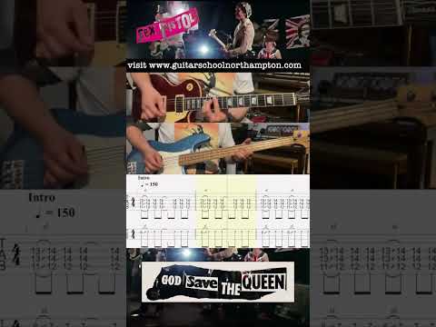 God Save The Queen - Sex Pistols - Guitar Solo & Bass - Lesson - Rolling Tab - Cover - Demonstration