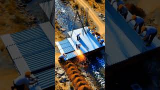 Steel Bridge Construction – Full Process Timelapse#backyardengineerig #diy #engineering#construction