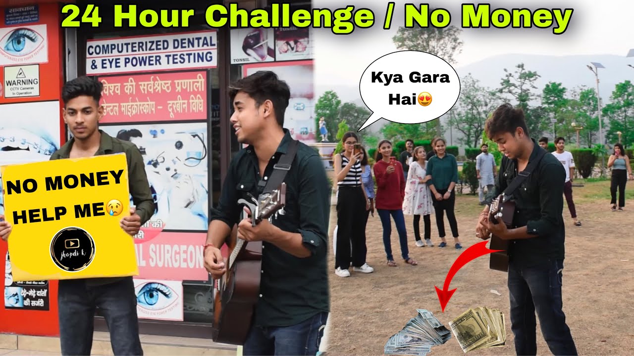Living On Rs.0 For 24 Hours Challenge With Singing | Epic Public Reactions😍 | Jhopdi K