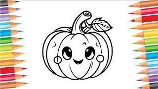 Vẽ và tô màu bí ngô P24 | How to Draw and Color a Pumpkin P24 (Vẽ và Tô)