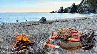 Catching Crabs And Lobsters By Hand And Wild Beach Cooking