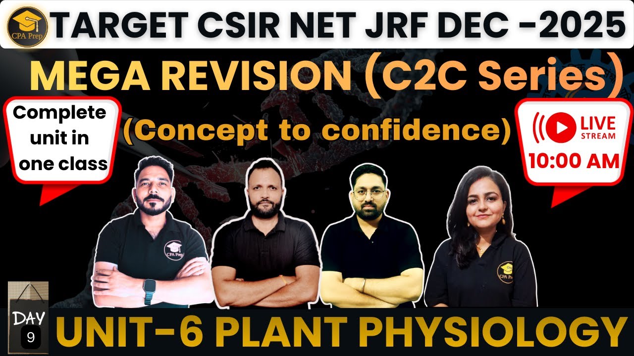 Complete UNIT -6- PLANT PHYSIOLOGY : One-shot revision | CSIR NET Life sciences 