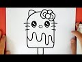 HOW TO DRAW A CUTE HELLO KITTY ICE CREAM