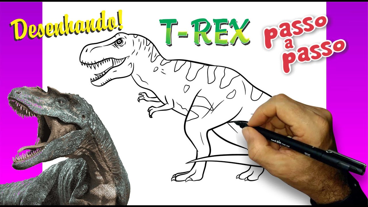 Como DESENHAR um DINOSSAURO T-REX - Como DIBUJAR un DINOSAURIO - YouTube
