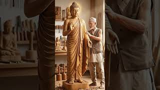 "Master Nepali Craftsman Carves a Stunning Wooden Gautam Buddha Statue |Traditional Wood Carving Art