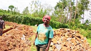 Building Foundation of Permanent house using Bricks!! Meanamke Bomba.