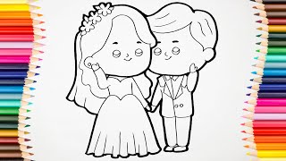 Bride and Groom Set. How to Draw the Bride and Groom.
