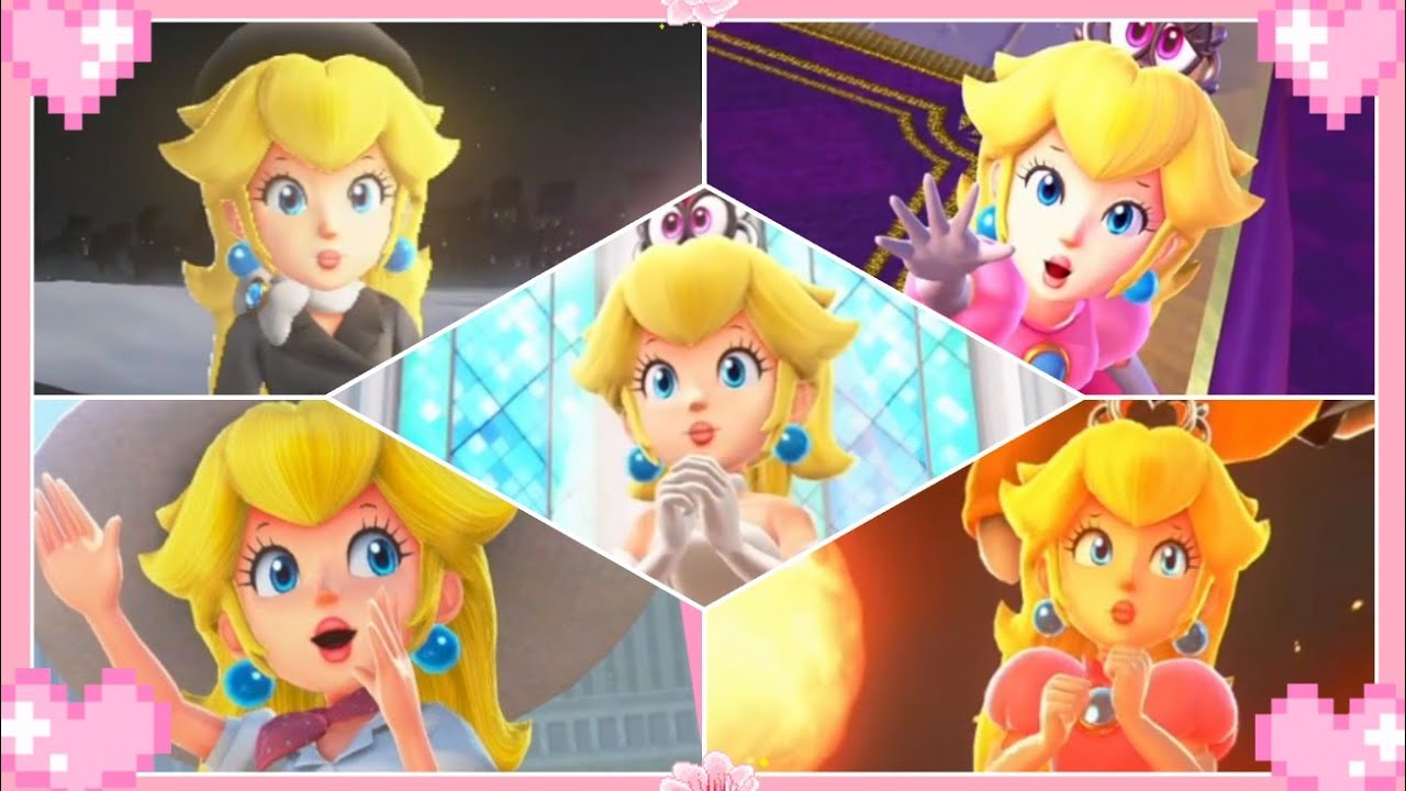 💗 Super Mario Odyssey - (all peach cutscenes and outfits) 💗