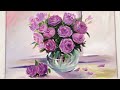 Vẽ Tĩnh Vật Lọ Hoa Hồng Màu Acrylic/ Flower Rose painting tutorial/ acrylic painting for beginners