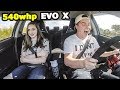 Little sister reacts to 540WHP EVO X!!
