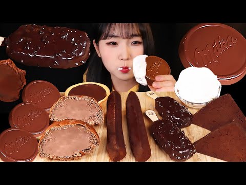 チョコパーティー🍫ショコラスティックチョコレートアイスクリームクリームパンタルトモッパン CHOCOLATE DESSERT PARTY ICE CREAM CAKE BREAD TART ASMR