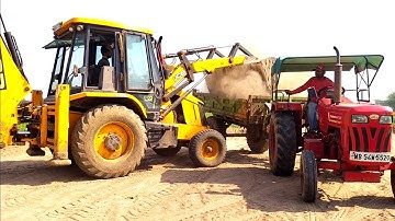 Jcb 3dx Machine Loading Mud In Mahindra 475 Di Tractor and Powertrack 434 Ds Plus Tractor | Jcb Jcb