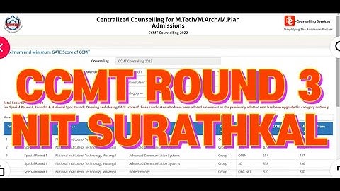 NIT SURATHKAL MTECH 2022 ROUND3 CCMT