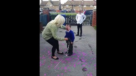 Little lad cries when he pops a balloon to reveal he's getting a baby sister | CONTENTbible #Shorts