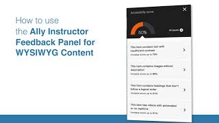 How to use the Ally Instructor Feedback Panel for WYSIWYG Content