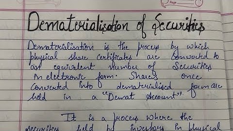 Dematerialisation of Securities | Demat Account | Stock Exchange |